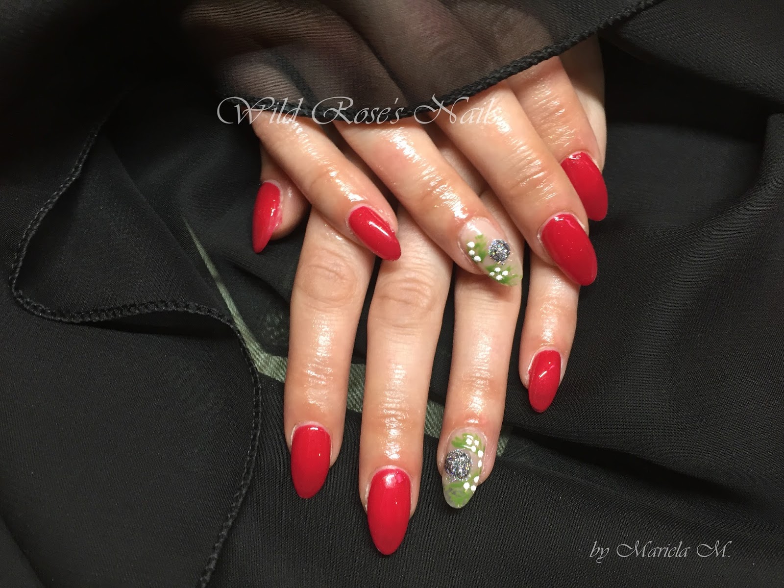 Wild Rose's Nails: Red Almond Sculpted nails