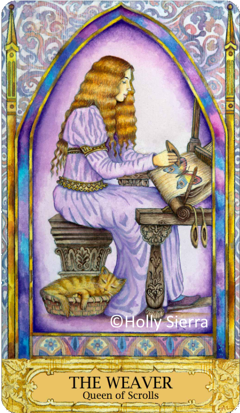 Chrysalis Tarot The Weaver, Queen of Scrolls, Queen of Swords, Holly Sierra Chrysalis Tarot The Weaver, Queen of Scrolls, Queen of Swords, Holly Sierra