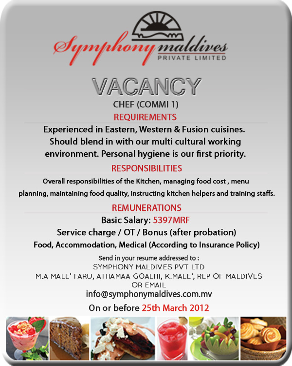 Job Maldives Commis Cook jobs in Maldives