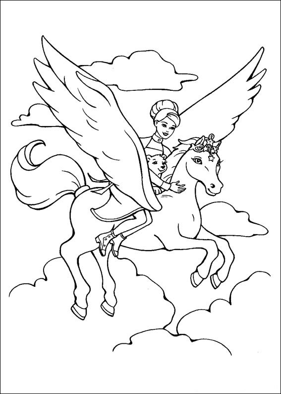 Disney Coloring Pages : Barbie Princess and A Magic Horse title=