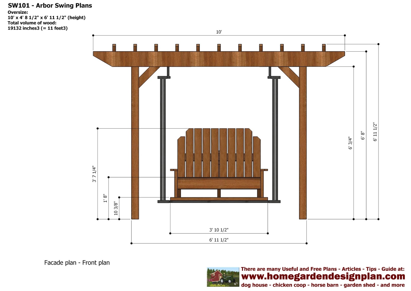 home garden plans: SW101 - Arbor Swing Plans Construction 