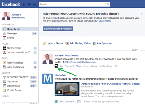 Trick To Update Your Facebook Status Via Any Device : BlackBerry