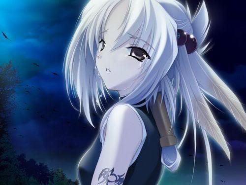 anime girl wallpaper hd. sad anime girl with white hair