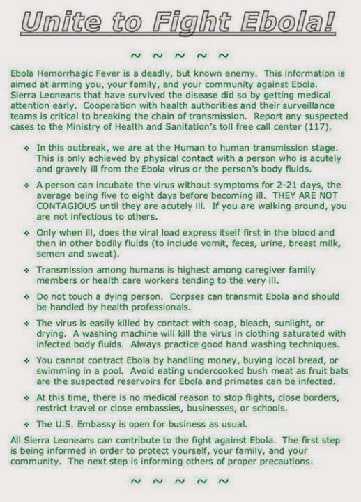 Ebola message in English Ebola message in English