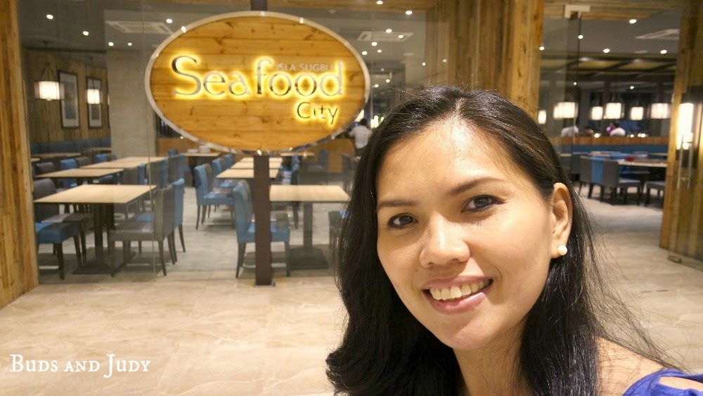 Seafood City Entrance with Judy at the front. Seafood Restaurant in Cebu City
