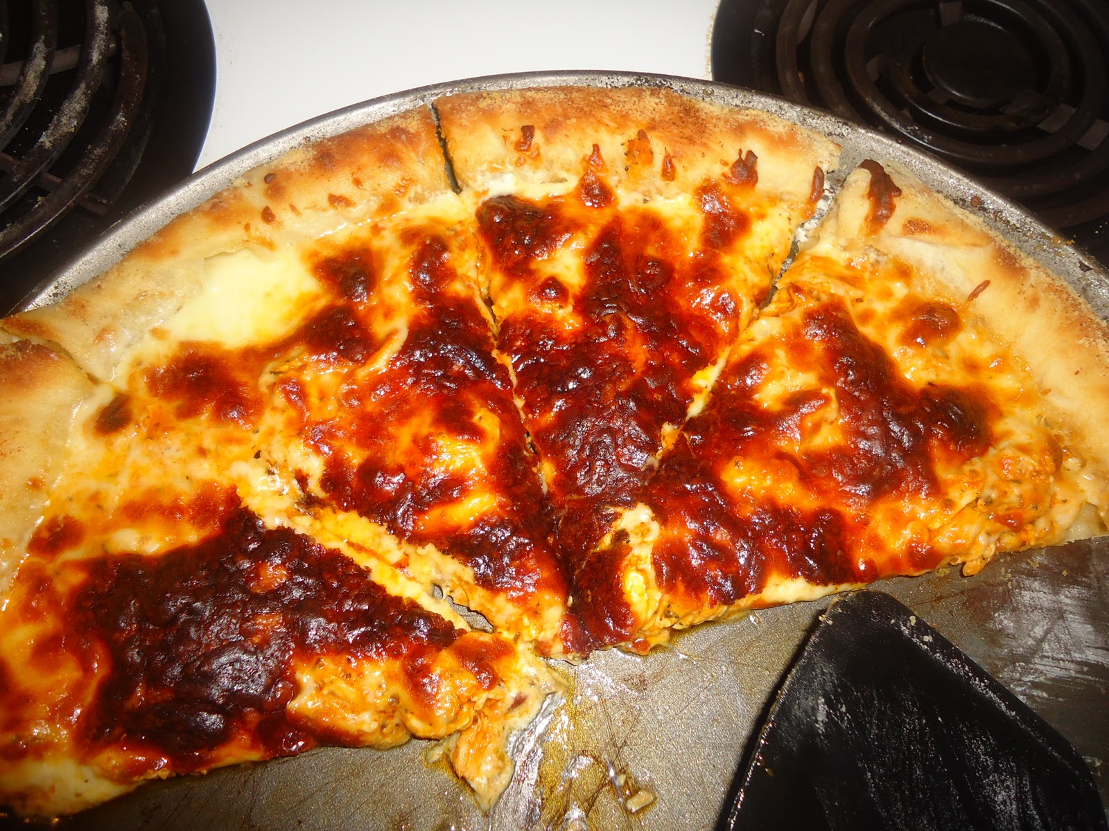 Living off love...and coffee! Buffalo Blue Cheese Chicken Pizza with