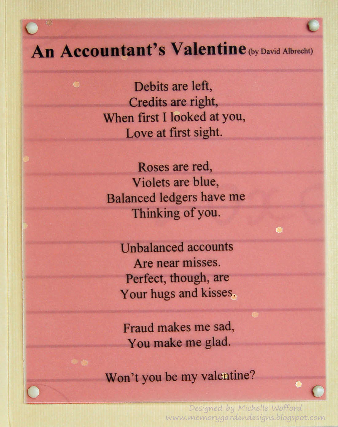 Memory Garden Designs: An Accountant's Valentine1101 x 1392
