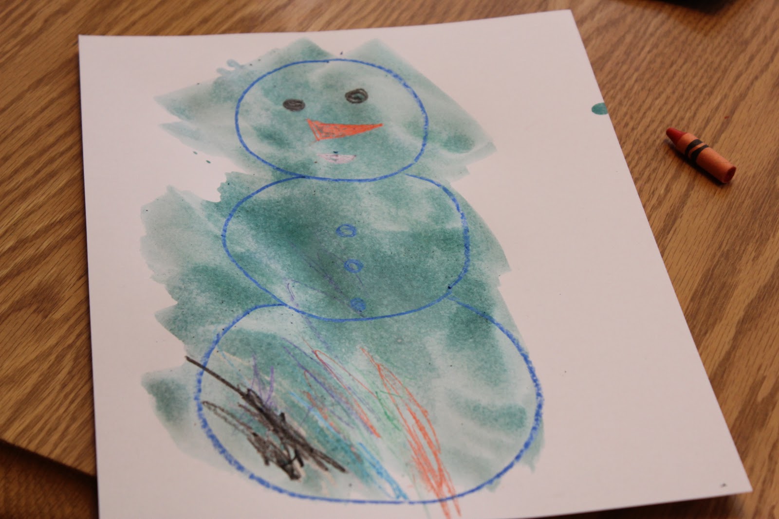 Toddler Approved! Crayon Resist Snowman