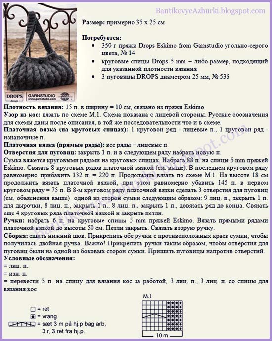 Вязание спицами сумок схемы бесплатно