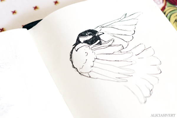 aliciasivert, alicia sivert, alicia sivertsson, teckna, måla, skapa, alster, konst, öva, utmaning, teckningsutmaning, makeri, bläck, ink, rita, sketch, drawing, draw, portrait, porträtt, bird, chickadee, fågel, talgoxe, illustration, illustrera