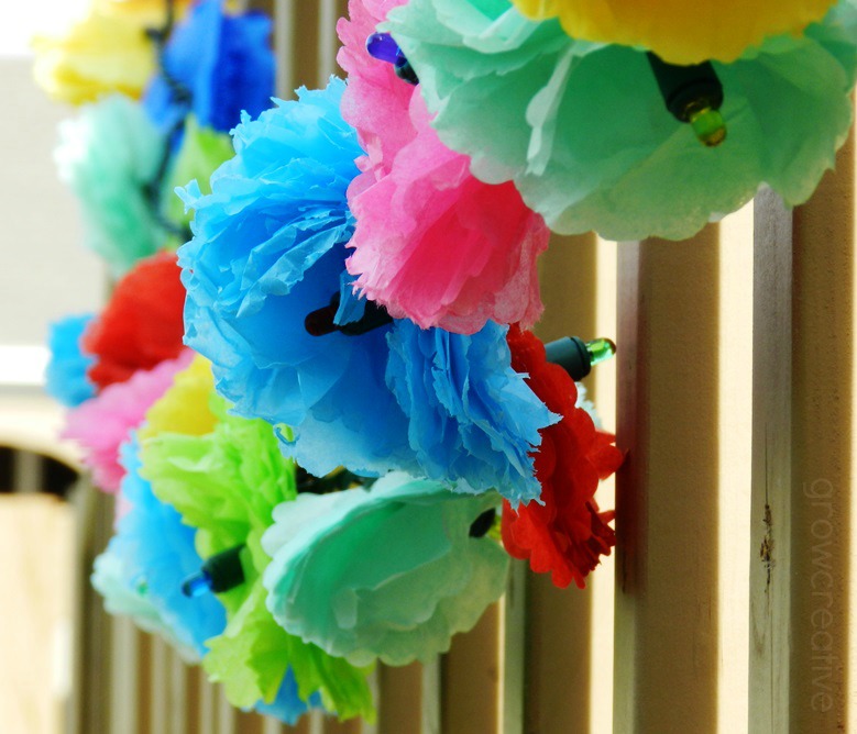 Grow Creative Blog Tissue Paper Flower Party Lights Tutorial