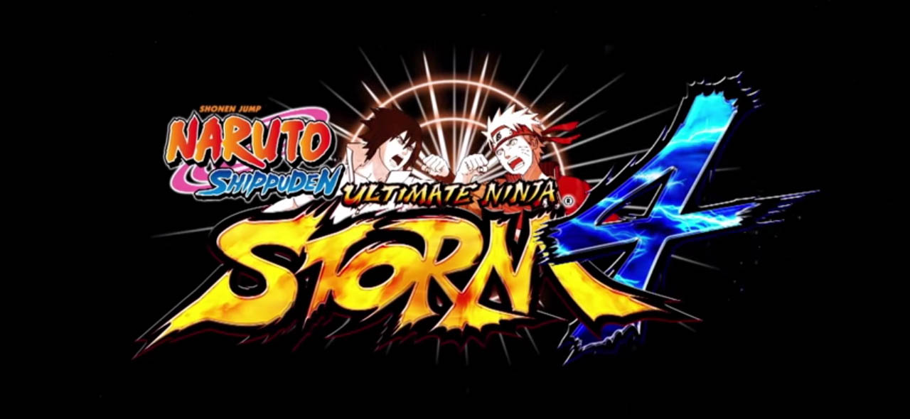 Naruto Shippuden Ultimate Ninja Storm 4 videoa game title card for Xbox One, PS4, and Steam from CyberConnect2 and Namco Bandai Games