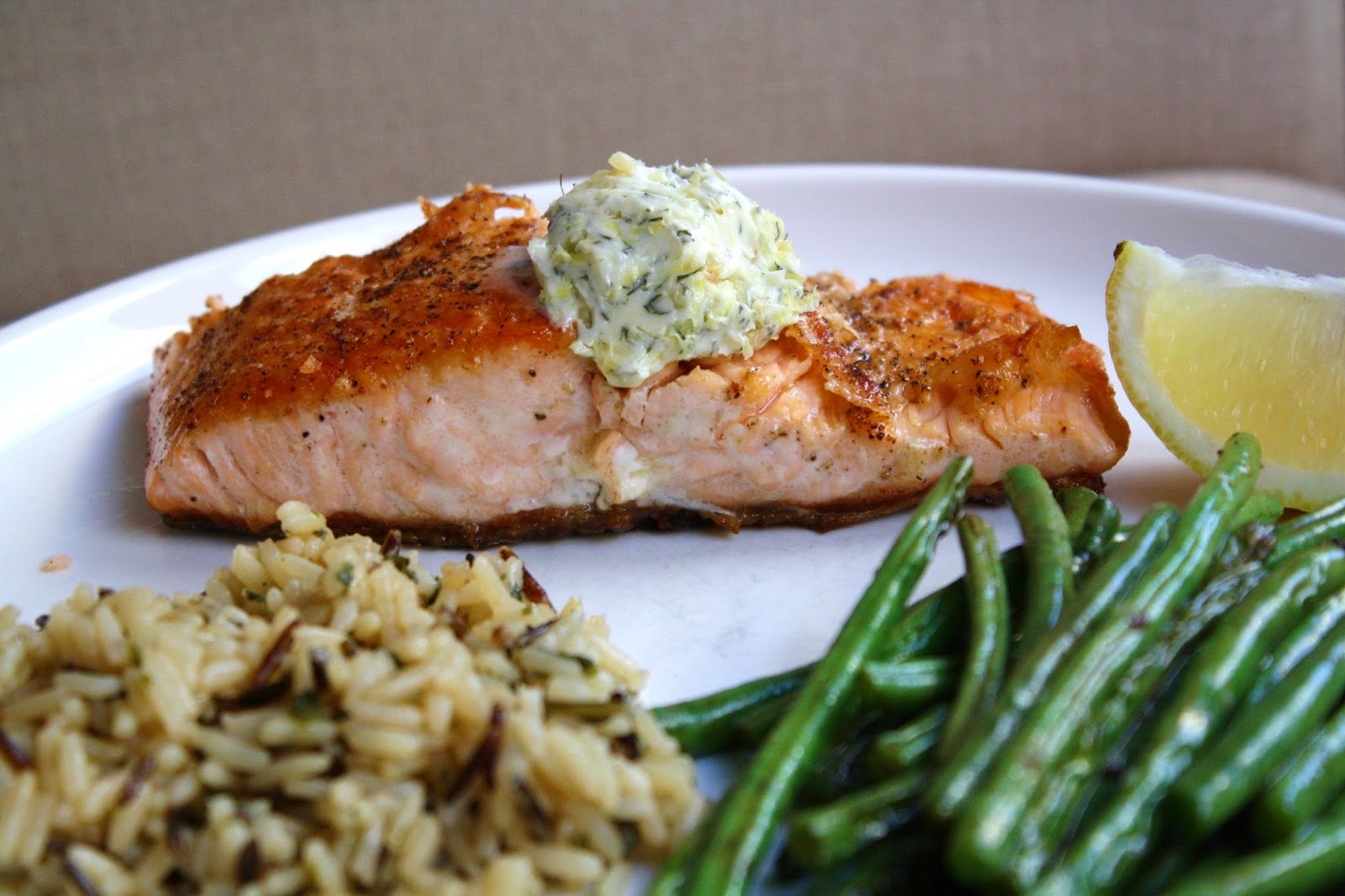 what's for dinner? panseared salmon with dillbutter... 15 minutes