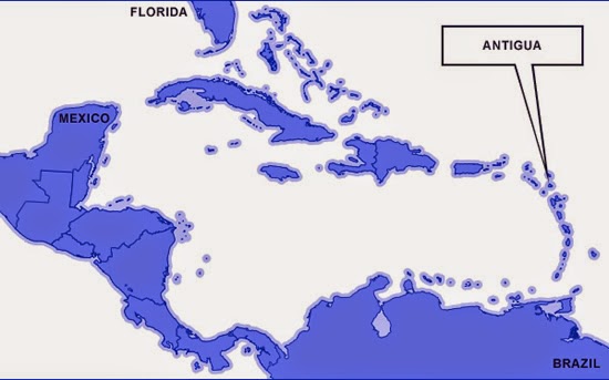 Antigua on the map Antigua on the map