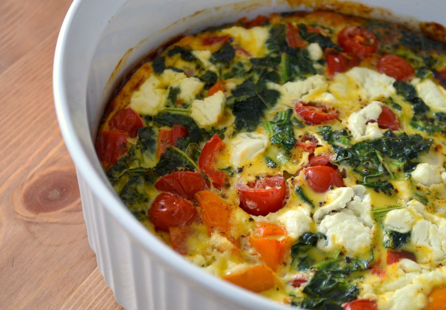 K&K Test Kitchen Roasted Pepper, Kale and Goat Cheese Frittata