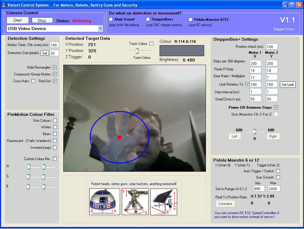 R2D2 Robot cam Vision and Motion Tracking in C.