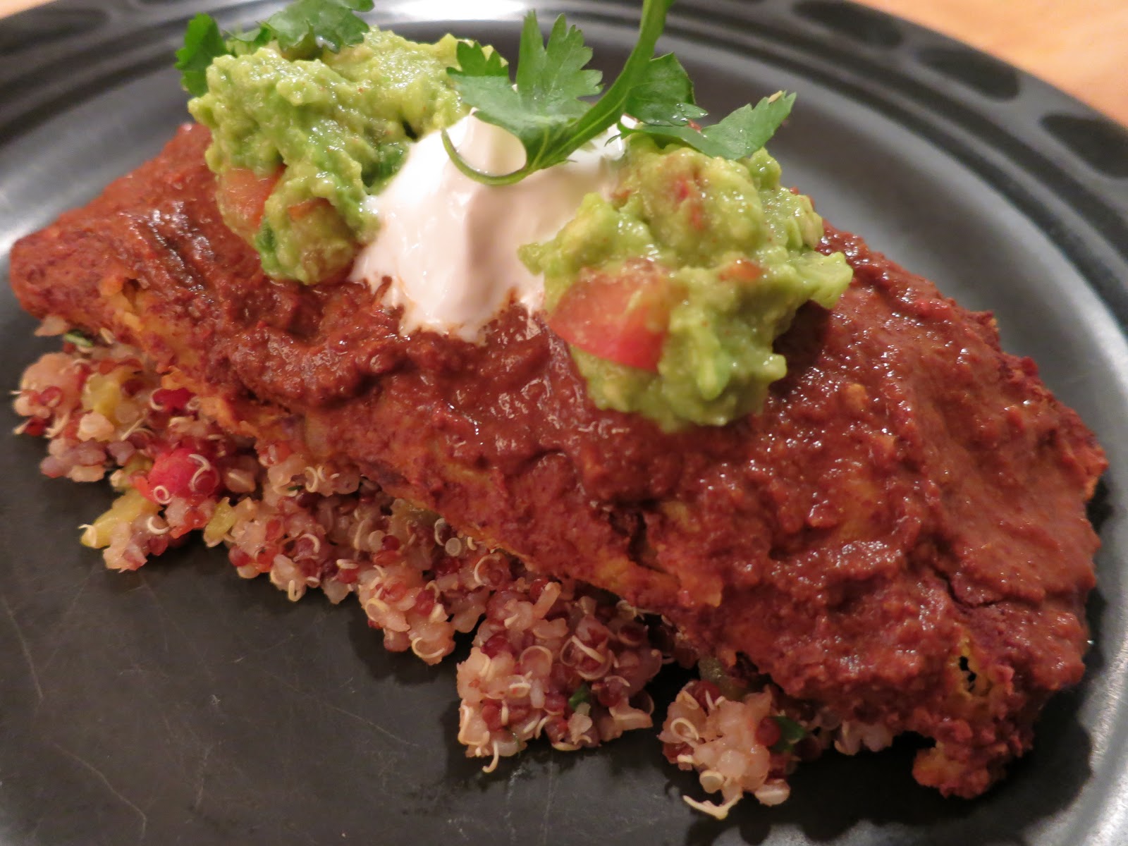 The Veracious Vegan Pumpkin and Black Bean Enchiladas with Mole Sauce