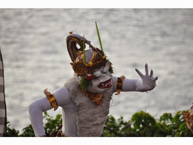 Beaches in Bali: Kecak Dance of Uluwatu Temple: Bali comedy in the demo past times depicting Hanuman every bit monkey with monkey similar direct Beaches in Bali: Kecak Dance of Uluwatu Temple: Bali