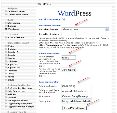 install wordpress