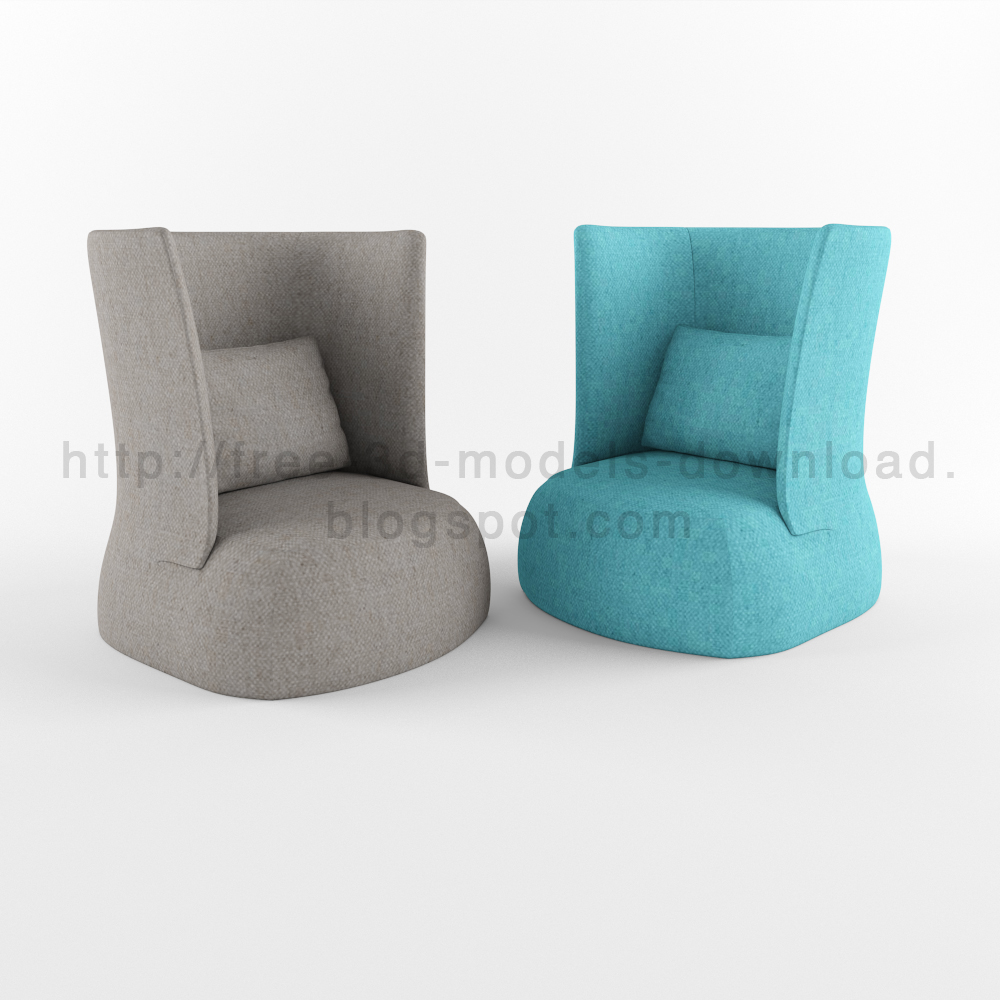 3d модель, 3d model, b&b, Fat sofa, armchair, free download, furniture, grey, Italia, turkey, кресло, скачать бесплатно, blue