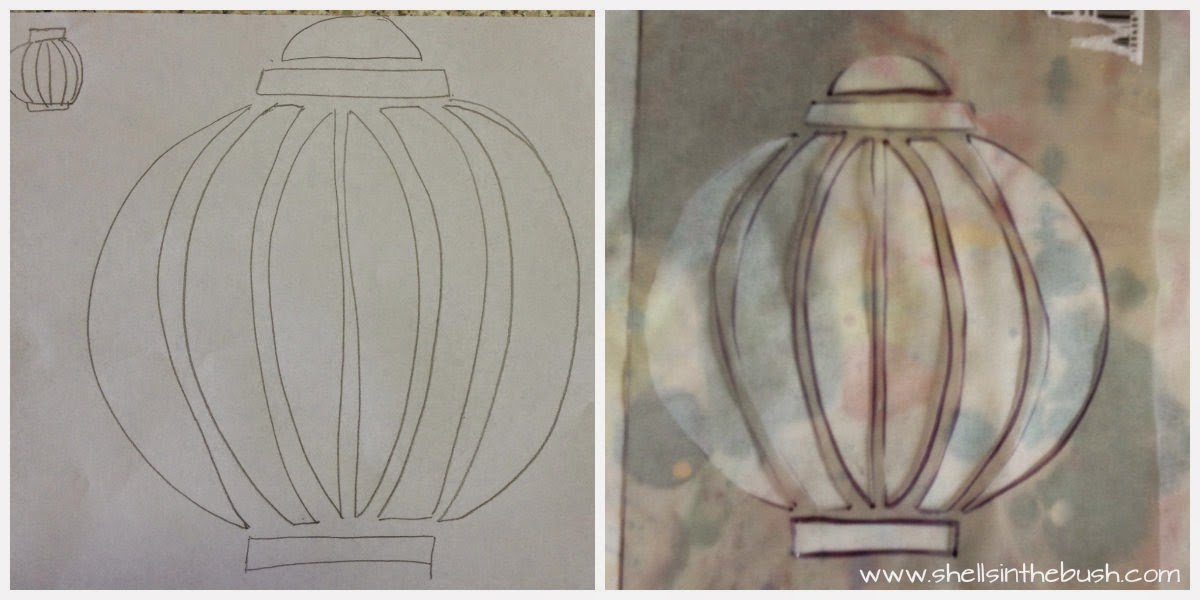 Shells in the Bush Gelli Print Lanterns and Stencil