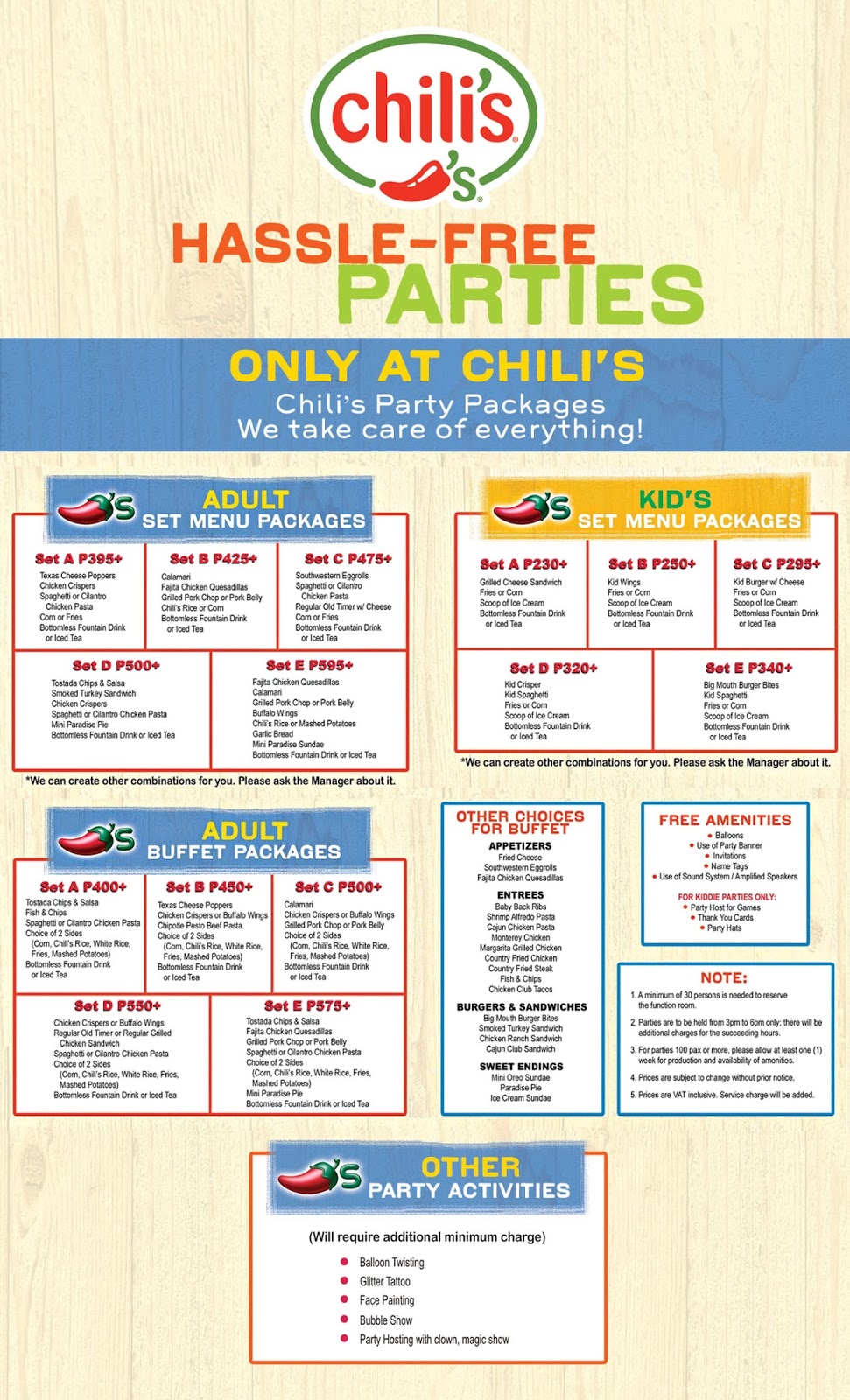 Moms Kiddie Party Link Fast Food and Restaurant Party Packages