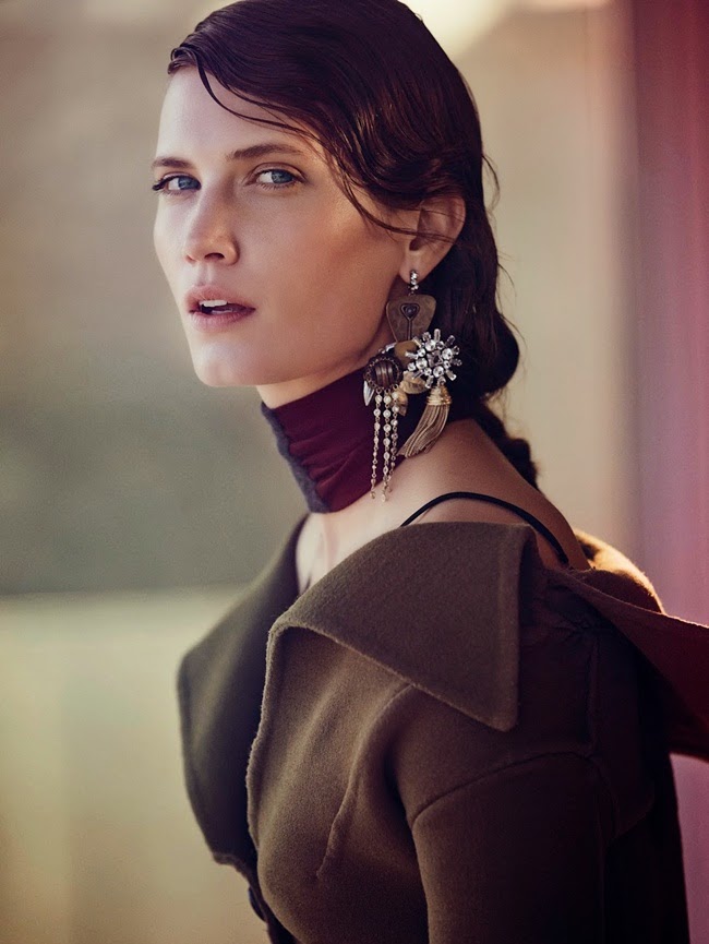 Vogue Australia September 2014, Drake Burnette Céline 2014 AW Olive Low-Twist Top Editorials