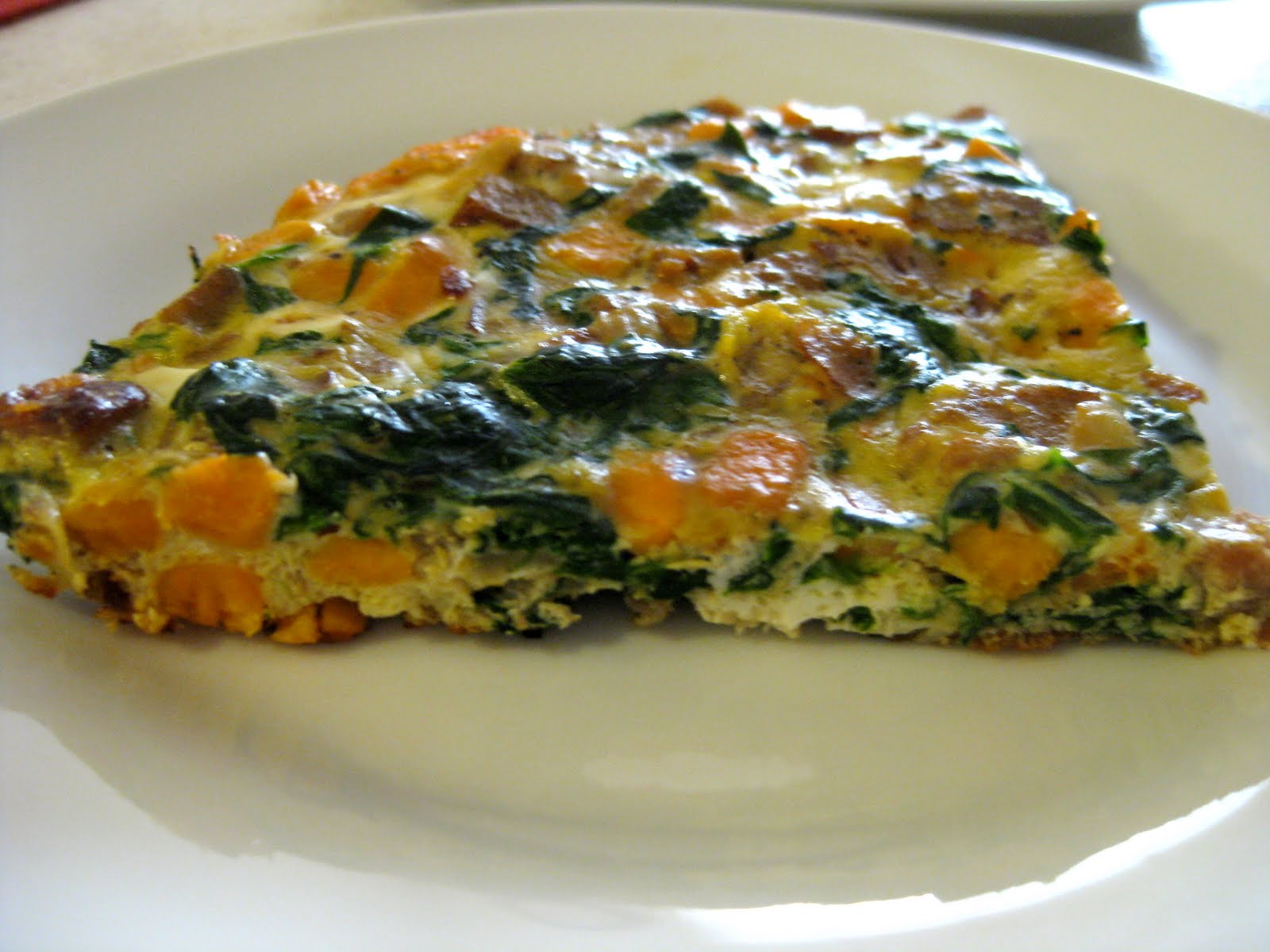 Chow Bella Frittata with Sausage, Spinach and Sweet Potatoes