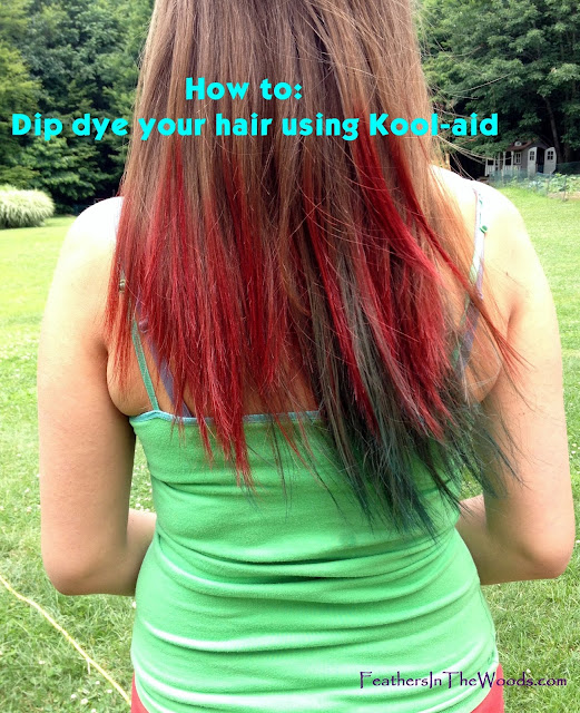 Feathers in the woods Dip dyed Koolaid hair