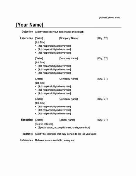 microsoft word resume templates 2011 free
