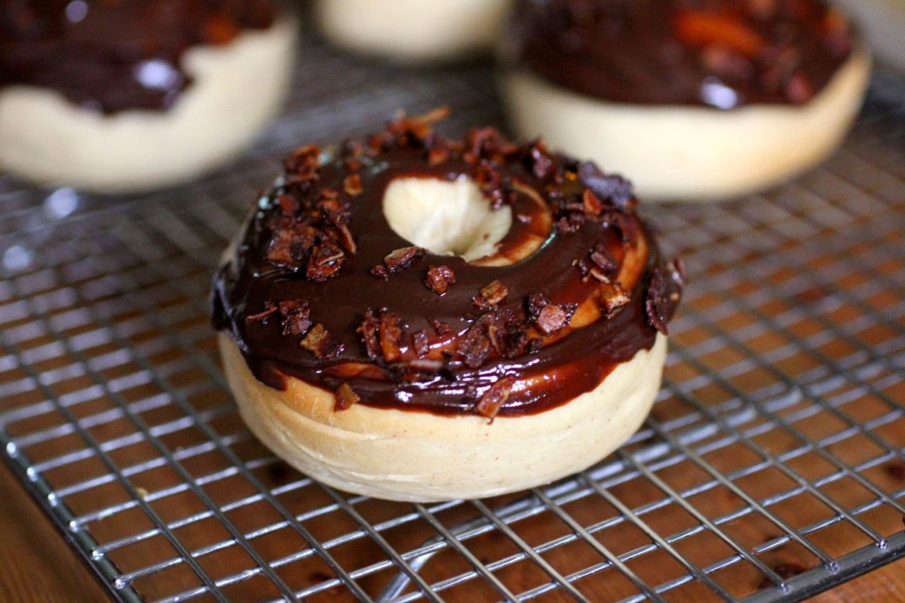 Green Gourmet Giraffe Smoky coconut bacon and chocolate topped doughnuts
