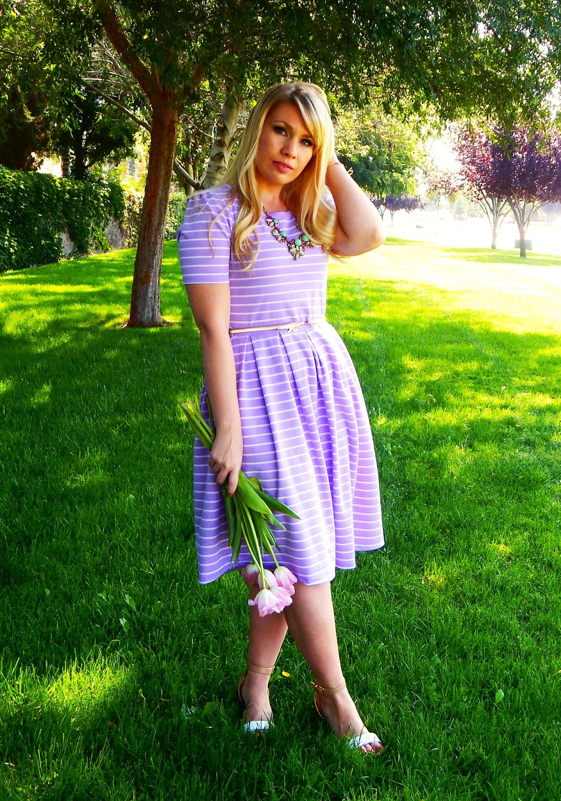 Lilac Lularoe Amelia Dress - Lizzie in Lace