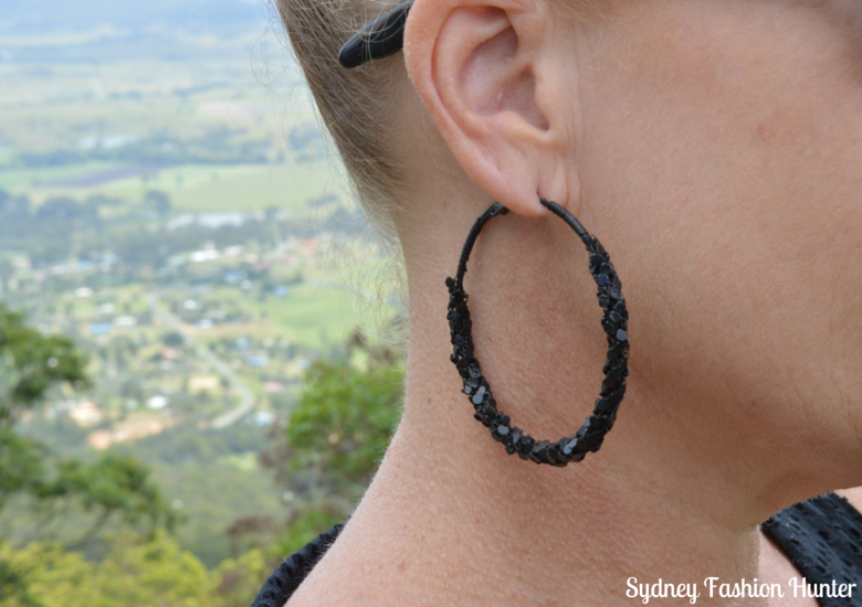 Lovisa Black Sequin Hoop Earrings