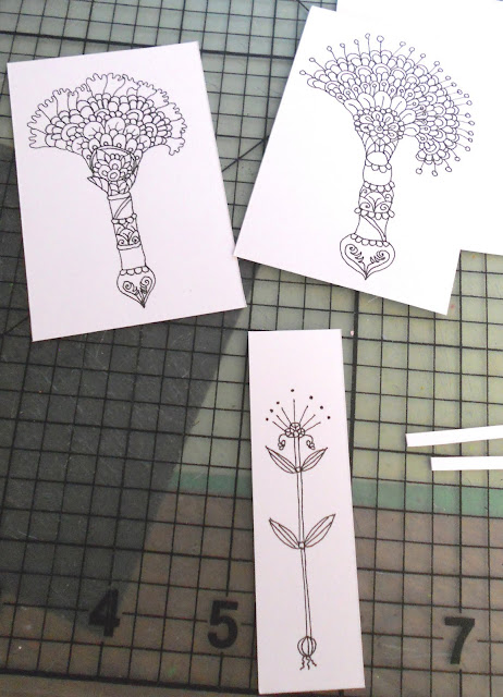 India ink whimsical flower drawings