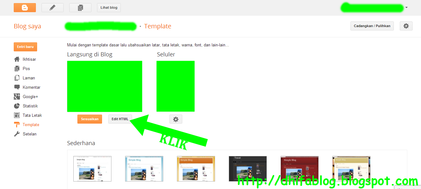 Cara Mengedit Template Blogger Dhifa Blog