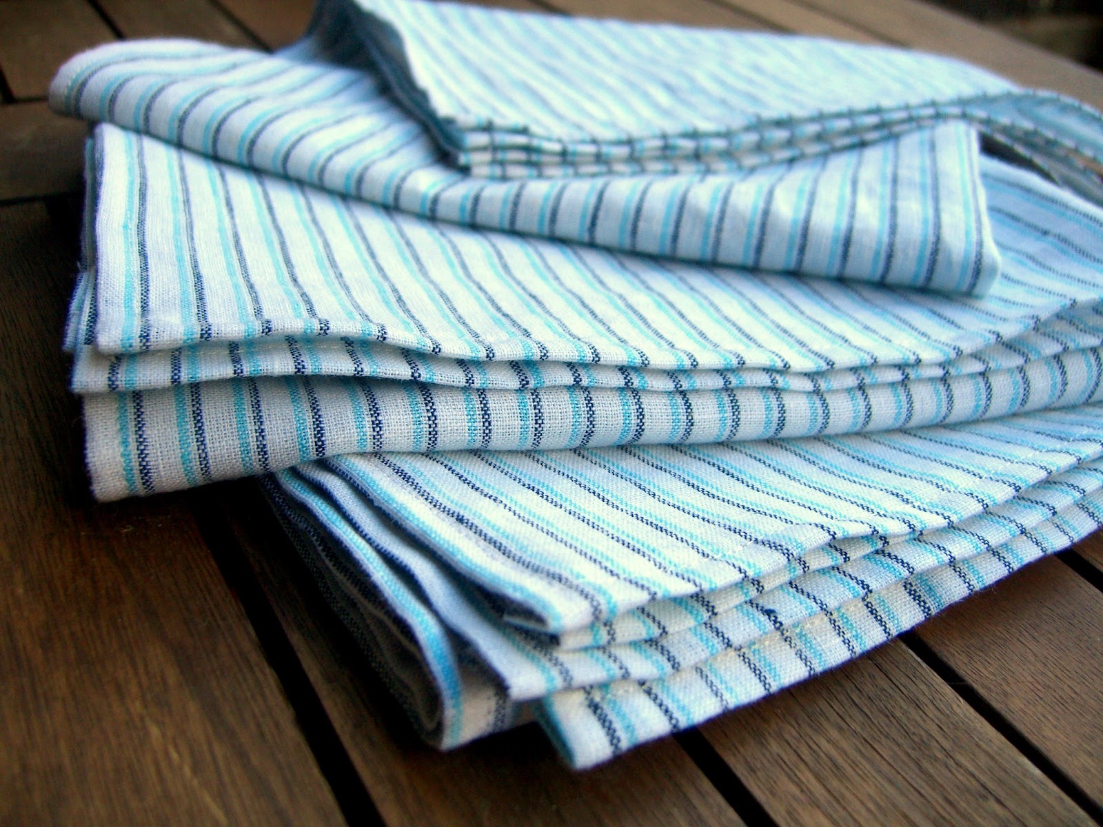 LizzieBee Handmade LinenCotton Tea Towels blue stripe