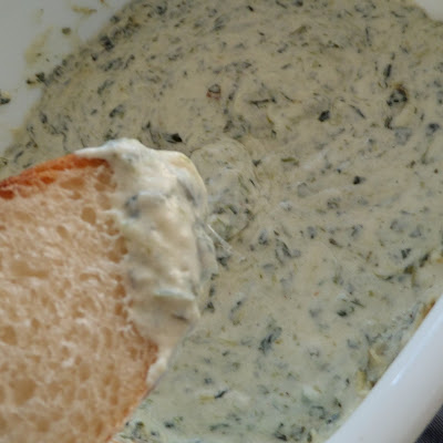 Warm Blue Cheese Spinach Dip:  A warm creamy dip made with cream cheese, blue cheese and spinach.  Great party dip for breads and chips.