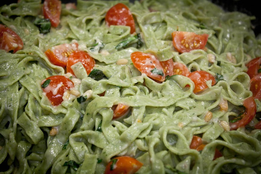 Knit Nat Homemade Basil Pasta with Cherry Tomatoes and More Basil