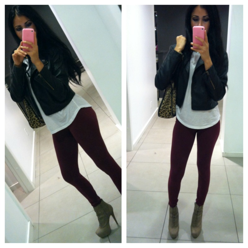 Burgundy leggings Burgundy leggings, Dress outfits, Fashion