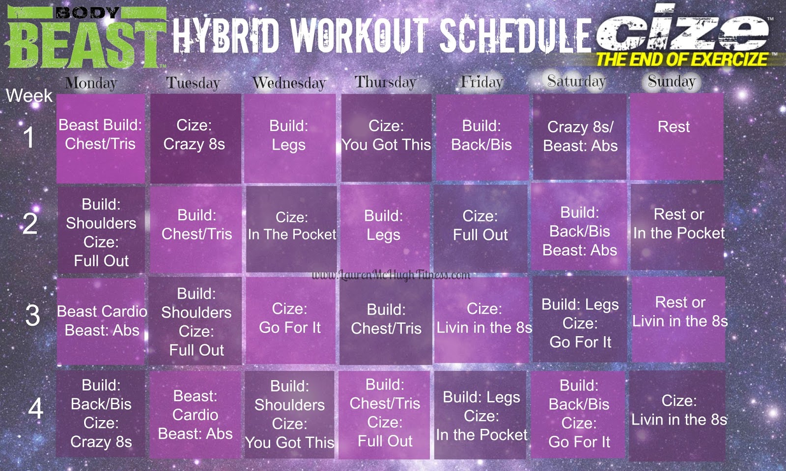 6 Day Cize Workout Schedule for push your ABS