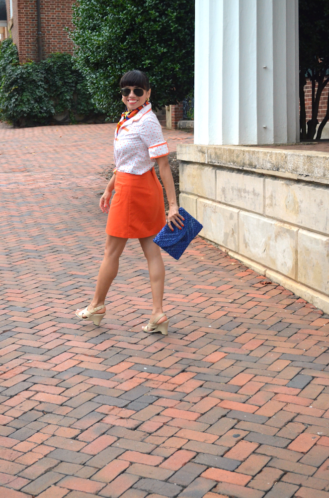 H&M orange skirt outfit