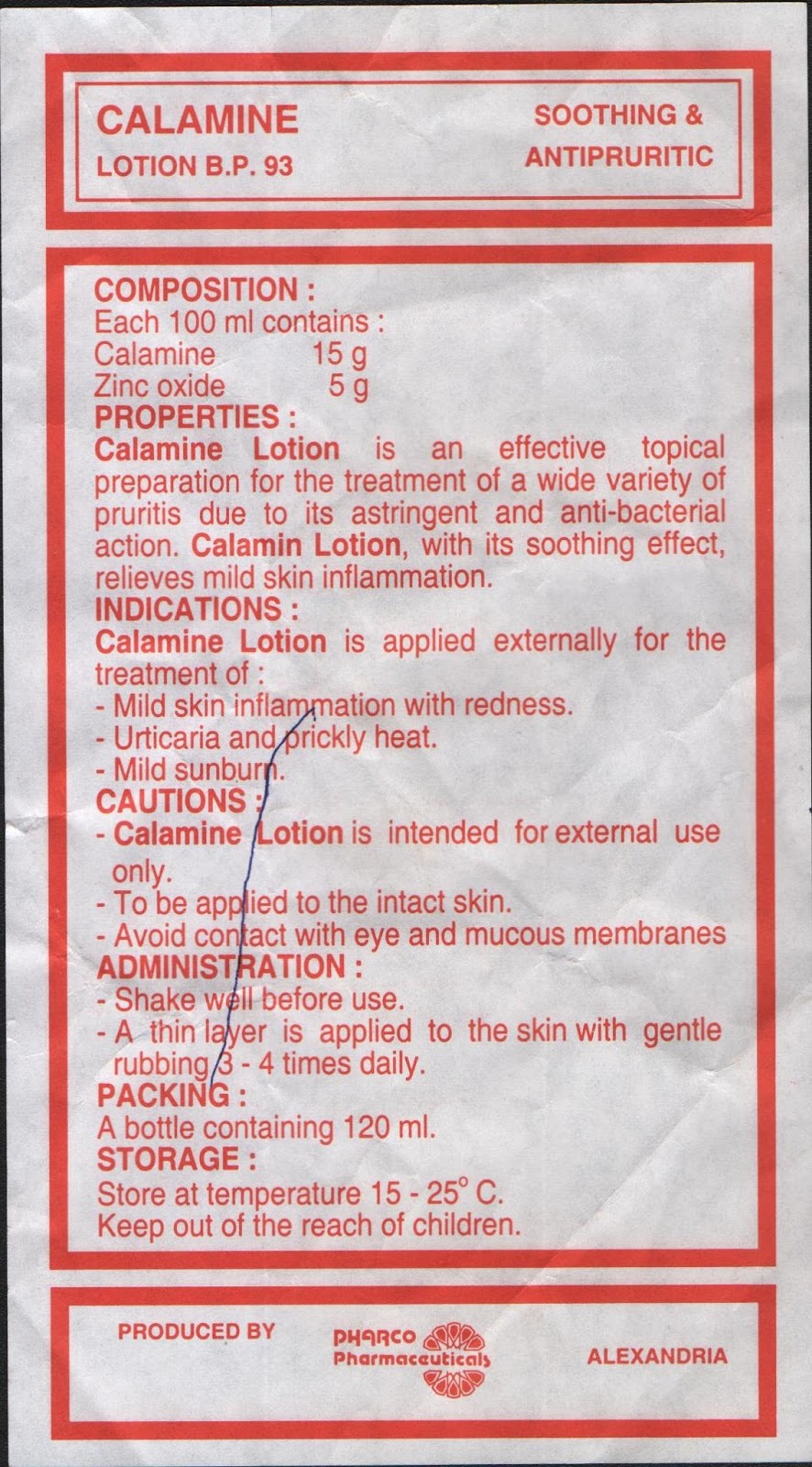 Drug Pamphlet Calamine