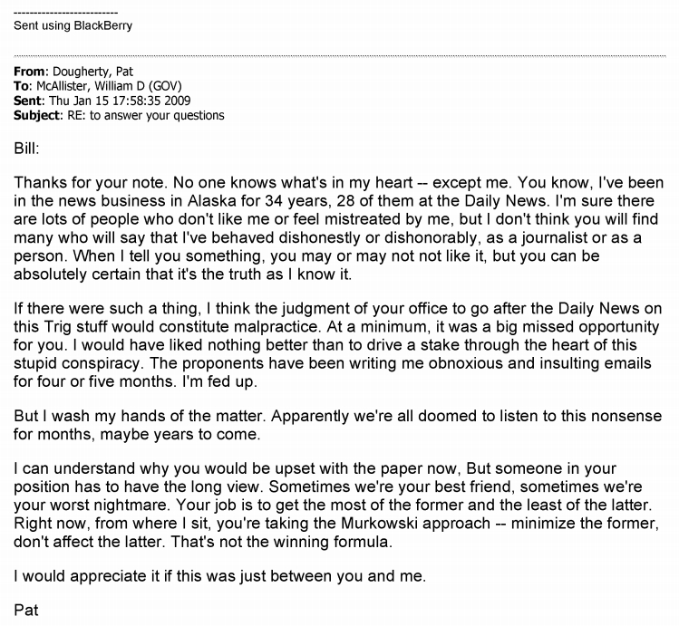 newly released email suggests that five weeks after trigs official apology letter to mother in law