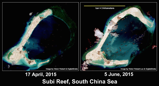 Poling, citing images taken last week, said China also appeared to be doing preparatory work for an airstrip on Mischief Reef Mischief Reef