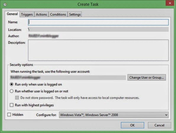 Task scheduler window