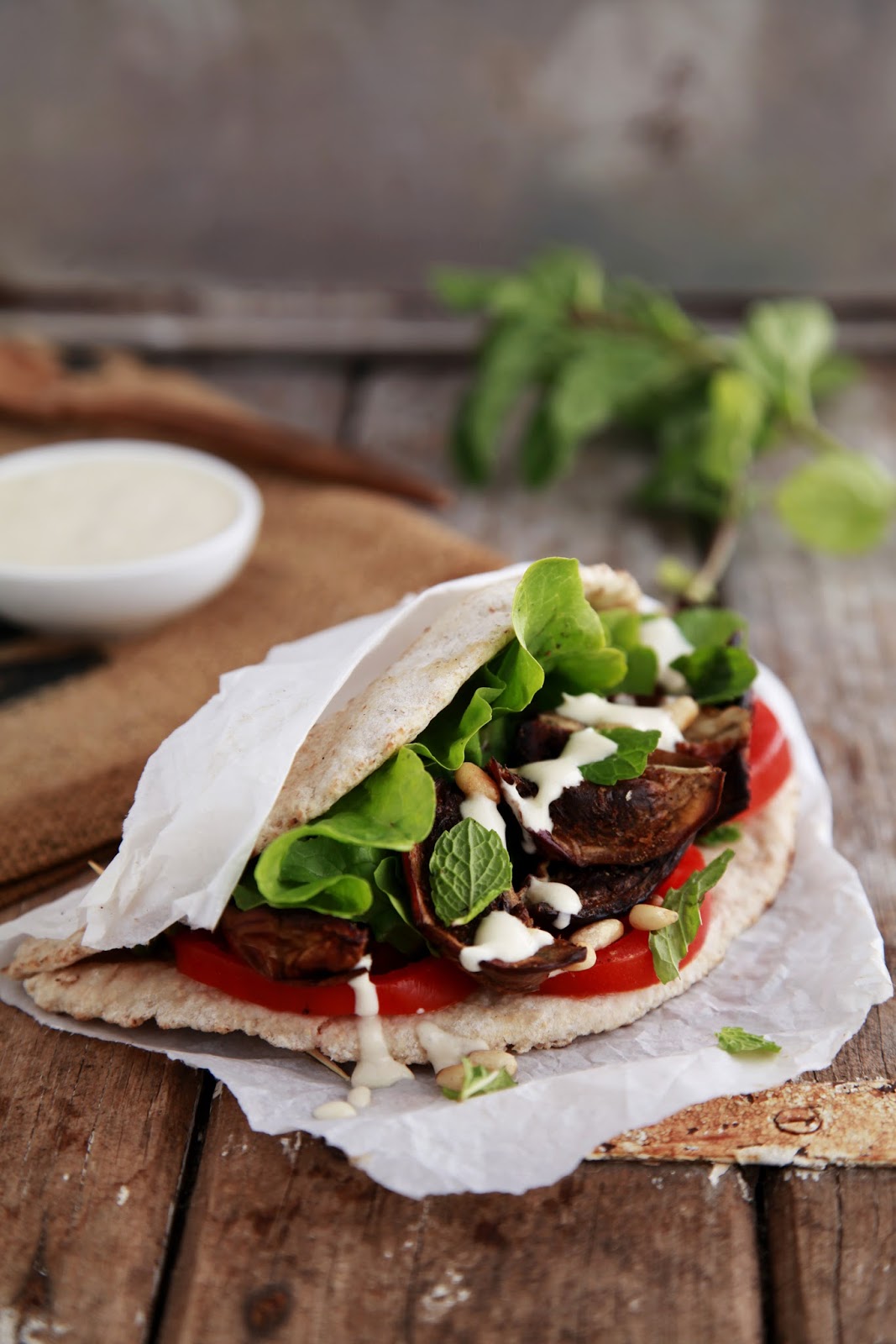 Roasted Eggplant & Tahini Pitas The Whimsical Wife