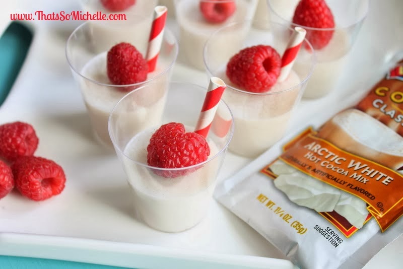 That's so Michelle... White Chocolate Jello Shots with Raspberries