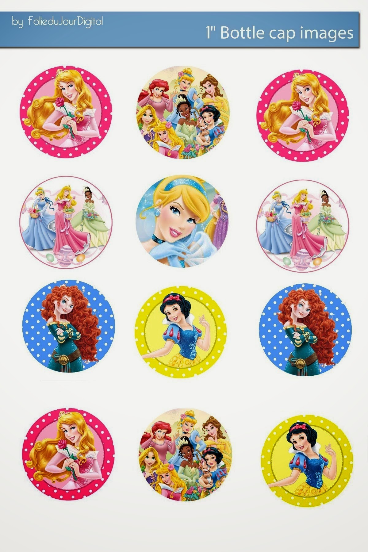 Free Bottle Cap Images: Disney princess 1' inch free digital bottle cap ...