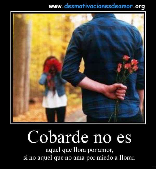 Cobarde no es aquel que llora por amor, si no aquel que no ama por Cobarde no es aquel que llora por amor, si no aquel que no ama por