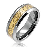 Gold Celtic Dragon Tungsten Wedding Band Ring